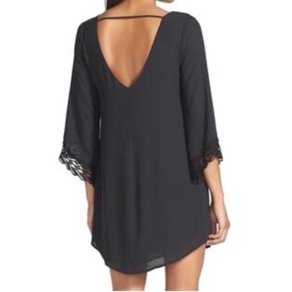 Astr Lace Panel Trim Shift Chiffon Dress Sz Sm - Picture 2 of 6